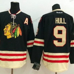 Herren Chicago Blackhawks #9 Bobby Hull 2015 Winter Klassisch Trikots – Schwarz