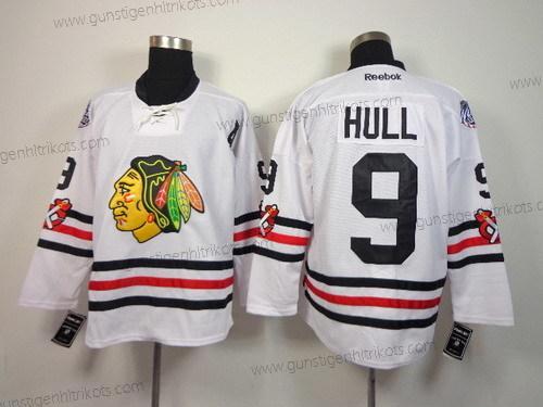 Herren Chicago Blackhawks #9 Bobby Hull 2015 Winter Klassisch Trikots – Weiß