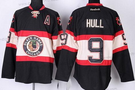 Herren Chicago Blackhawks #9 Bobby Hull Ausweichtrikot Trikots – Schwarz