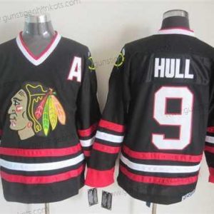 Herren Chicago Blackhawks #9 Bobby Hull CCM Vintage Trikots – Schwarz