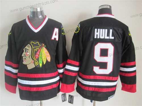 Herren Chicago Blackhawks #9 Bobby Hull CCM Vintage Trikots – Schwarz