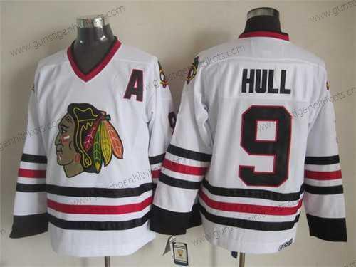 Herren Chicago Blackhawks #9 Bobby Hull CCM Vintage Trikots – Weiß