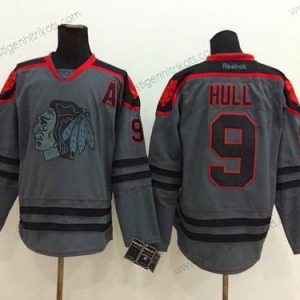 Herren Chicago Blackhawks #9 Bobby Hull Charcoal Trikots – Grau