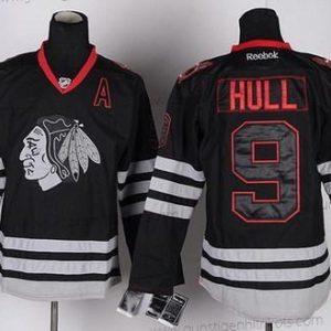 Herren Chicago Blackhawks #9 Bobby Hull Ice Trikots – Schwarz