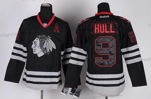 Herren Chicago Blackhawks #9 Bobby Hull Ice Trikots – Schwarz