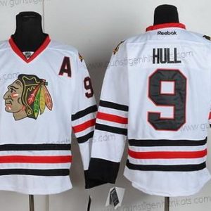 Herren Chicago Blackhawks #9 Bobby Hull Trikots – Weiß