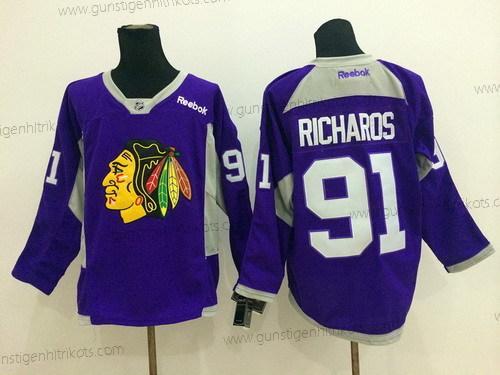 Herren Chicago Blackhawks #91 Brad Richards 2014 Training Trikots – Lila