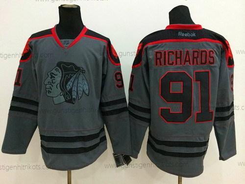 Herren Chicago Blackhawks #91 Brad Richards Charcoal Trikots – Grau