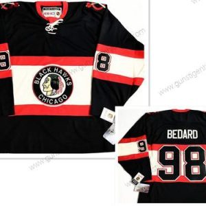 Herren Chicago Blackhawks #98 Connor Bedard CCM Klassisch NHL Licensed Hockey Trikots – Schwarz