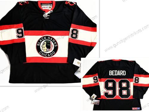 Herren Chicago Blackhawks #98 Connor Bedard CCM Klassisch NHL Licensed Hockey Trikots – Schwarz