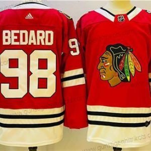 Herren Chicago Blackhawks #98 Connor Bedard Strickerei Trikots – Rot Schwarz