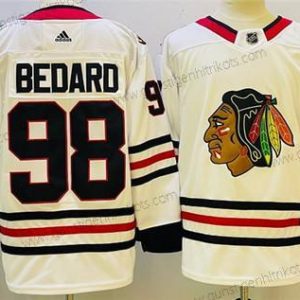 Herren Chicago Blackhawks #98 Connor Bedard Strickerei Trikots – Weiß Schwarz