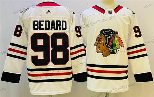 Herren Chicago Blackhawks #98 Connor Bedard Strickerei Trikots – Weiß Schwarz