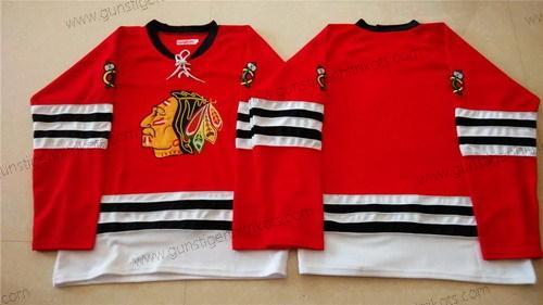 Herren Chicago Blackhawks Leer 1960-61 Vintage Trikots – Rot