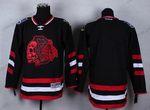 Herren Chicago Blackhawks Leer 2014 Stadium Series With Skulls Trikots – Schwarz Rot