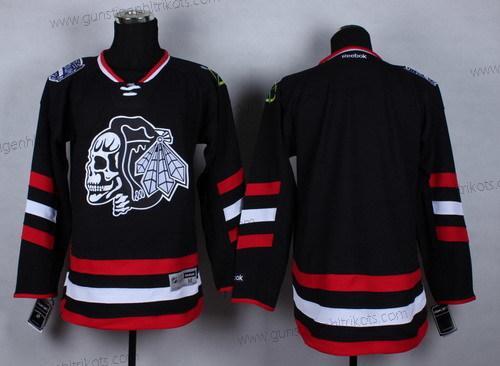 Herren Chicago Blackhawks Leer 2014 Stadium Series With Skulls Trikots – Schwarz