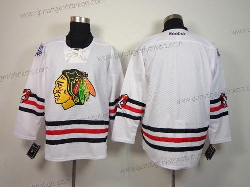 Herren Chicago Blackhawks Leer 2015 Winter Klassisch Trikots – Weiß