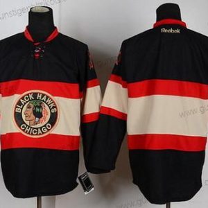 Herren Chicago Blackhawks Leer Ausweichtrikot Trikots – Schwarz