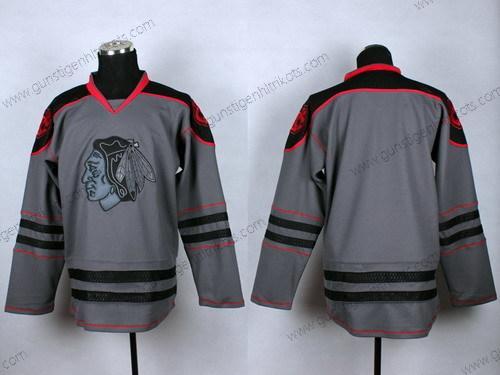 Herren Chicago Blackhawks Leer Charcoal Trikots – Grau