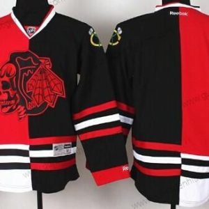 Herren Chicago Blackhawks Leer Rot/Schwarz Two Tone With Skulls Trikots – Rot