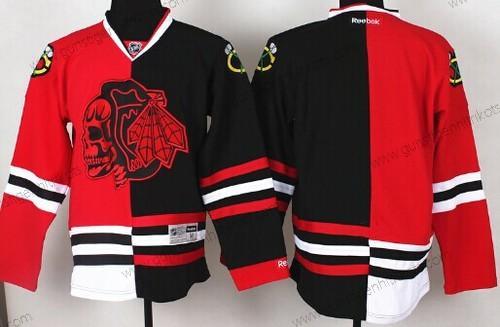 Herren Chicago Blackhawks Leer Rot/Schwarz Two Tone With Skulls Trikots – Rot