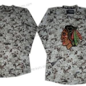 Herren Chicago Blackhawks Leer Trikots – Weiß Tarnfarbe