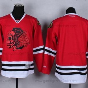 Herren Chicago Blackhawks Leer With Skulls Trikots – Rot