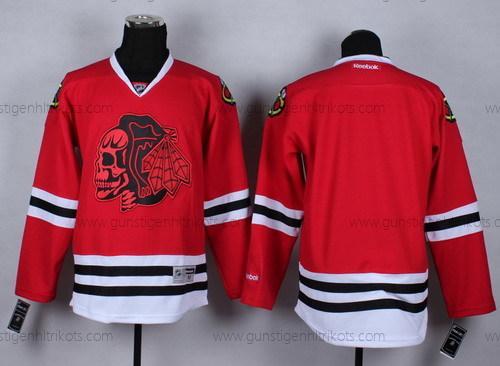 Herren Chicago Blackhawks Leer With Skulls Trikots – Rot