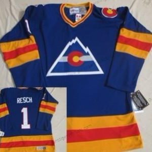 Herren Colorado Avalanche #1 Chico Resch Retro CCM Trikots – Blau