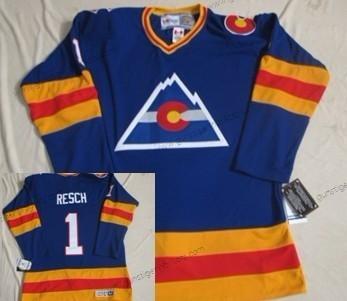 Herren Colorado Avalanche #1 Chico Resch Retro CCM Trikots – Blau