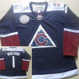 Herren Colorado Avalanche #1 Semyon Varlamov Reebok 20Th ersatzweise Premier Trikots – Marineblau Blau