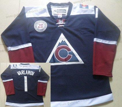 Herren Colorado Avalanche #1 Semyon Varlamov Reebok 20Th ersatzweise Premier Trikots – Marineblau Blau