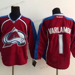 Herren Colorado Avalanche #1 Semyon Varlamov Trikots – Rot