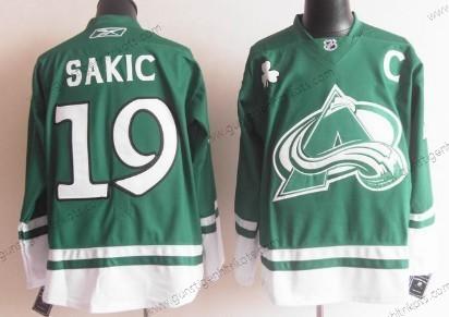 Herren Colorado Avalanche #19 Joe Sakic St. Patrick’S Day Trikots – Grün