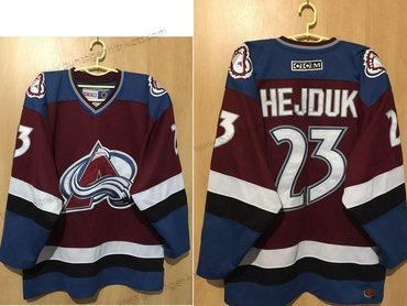 Herren Colorado Avalanche #23 Milan Hejduk CCM Retro ersatzweise NHL Hockey Trikots – Rot Blau