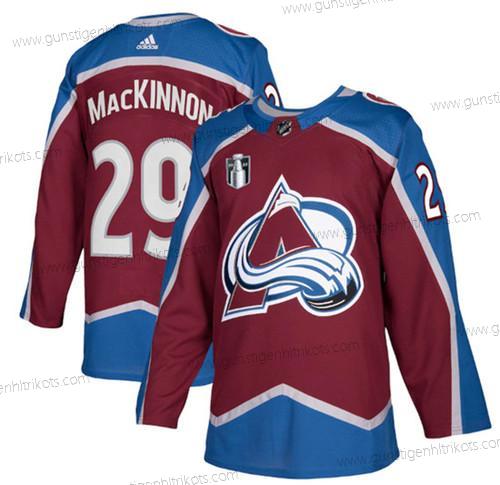 Herren Colorado Avalanche #29 Nathan Mackinnon 2022 Stanley Cup Final Patch Strickerei Trikots – Rot