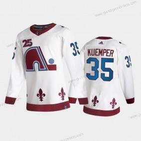 Herren Colorado Avalanche #35 Darcy Kuemper 2021 Retro Special Edition Strickerei NHL Trikots – Weiß