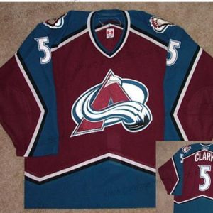 Herren Colorado Avalanche #5 Brett Clark Game Worn Reebok Trikots – Rot Blau