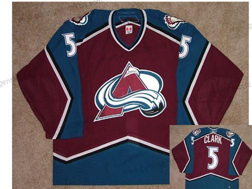 Herren Colorado Avalanche #5 Brett Clark Game Worn Reebok Trikots – Rot Blau