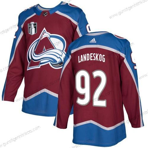 Herren Colorado Avalanche #92 Gabriel Landeskog 2022 Stanley Cup Final Patch Strickerei Trikots – Rot