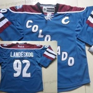 Herren Colorado Avalanche #92 Gabriel Landeskog Ausweichtrikot Trikots – Blau