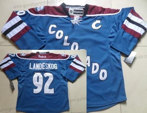 Herren Colorado Avalanche #92 Gabriel Landeskog Ausweichtrikot Trikots – Blau