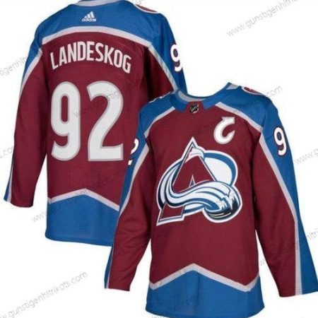 Herren Colorado Avalanche #92 Gabriel Landeskog With C Patch Strickerei Trikots – Rot