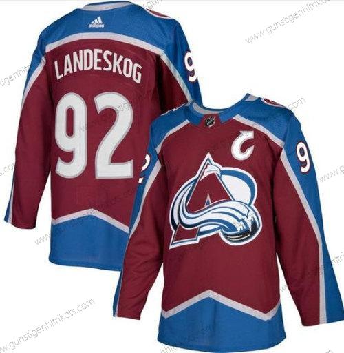 Herren Colorado Avalanche #92 Gabriel Landeskog With C Patch Strickerei Trikots – Rot