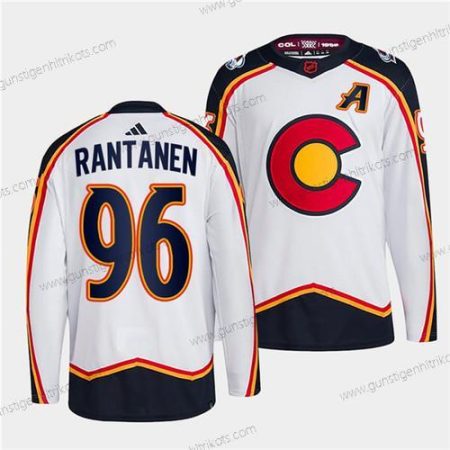 Herren Colorado Avalanche #96 Mikko Rantanen 2022-23 Rückseite Retro Strickerei Trikots – Weiß