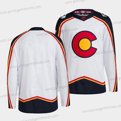 Herren Colorado Avalanche Leer 2022-23 Rückseite Retro Strickerei Trikots – Weiß