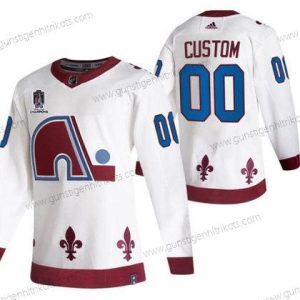 Herren Colorado Avalanche Personalisiertes Avtive Spieler 2022 Stanley Cup Champions Patch Strickerei Trikots – Weiß