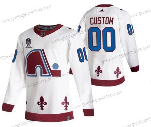 Herren Colorado Avalanche Personalisiertes Avtive Spieler 2022 Stanley Cup Champions Patch Strickerei Trikots – Weiß