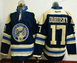 Herren Columbus Blue Jackets #17 Brandon Dubinsky Ausweichtrikot Strickerei NHL Reebok Hockey Trikots – Blau