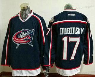 Herren Columbus Blue Jackets #17 Brandon Dubinsky Heimtrikots Strickerei NHL Reebok Hockey Trikots – Marineblau Blau